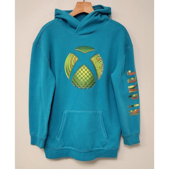 Microsoft Xbox Graphic Hoodie Jump In Surf Spray Blue Size Youth XXL (18) EUC - Picture 2 of 14
